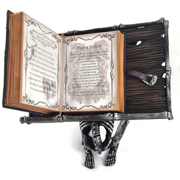 Katherine’s Collection Halloween Skeleton Spell Book Stand Gothic Home Decor - Picture 6 of 16